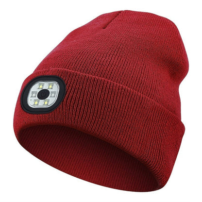 LED Knit Beanie with USB Rechargeable Lights – Light-Up Acrylic Knit Hat for Running, Hiking & Outdoor Activities