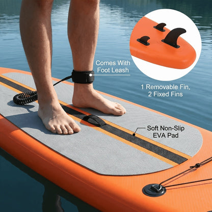 Stand Up Paddle Board 10ft 350lbs Inflatable SUP 3 Fins EVA Non-Slip Deck 12-15PSI Alloy Paddle Hand Pump Repair Kit Carrying Bag