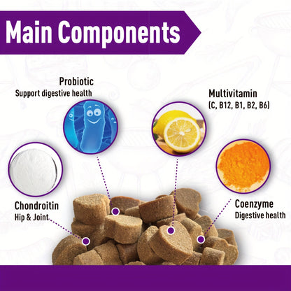 Dog Probiotic & Digestive Enzyme Chews with Prebiotics – Gut Health, Skin Sensitivity Support & Digestive Balance Soft Chew Supplement