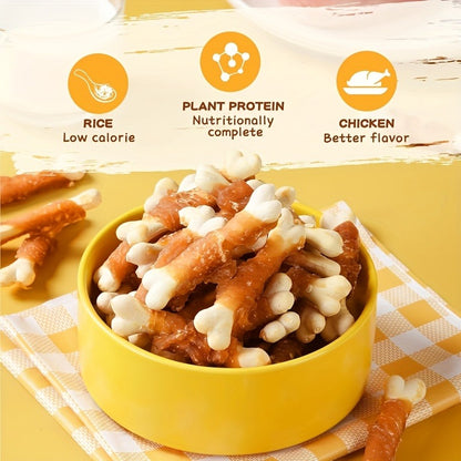 Chicken & Duck Wrapped Bone Biscuits Dog Treats – Hypoallergenic Grain-Free High Protein Low Fat for Small Medium Large Dogs