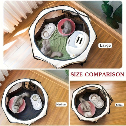 Foldable Octagonal Pet Tent & Playpen – Oxford Cloth Scratch-Resistant Dog Cage & Cat Kennel for Indoor & Outdoor Use