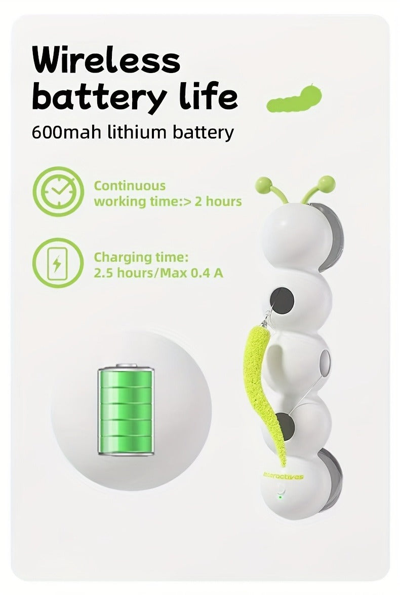 Automatic Caterpillar Cat Toy Interactive Electric Teaser for Indoor Cats – Self-Moving Worm Chasing Toy Stimulates Hunting Instincts Keeps