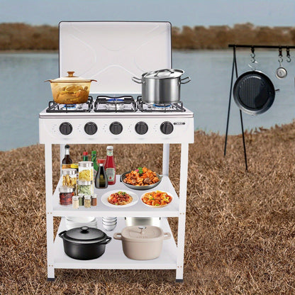 5-Burner Gas Stove CNCEST Portable Natural Gas Stove, 2.5kW Per Burner, Freestanding Outdoor Cooking Stove for RV