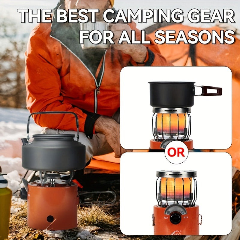 Portable Propane Camping Heater Stove 2-in-1 with Temperature Control, Compact Outdoor Cooking & Heating Unit