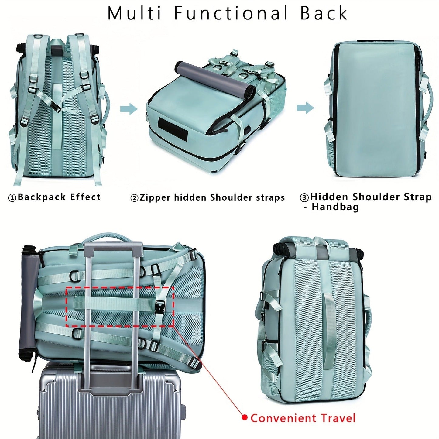 Laptop Backpack with Shoe Compartment, USB Port and Large Travel Storage in Eight Colors for Daily Use