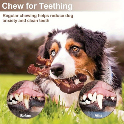 Dog Chew Toy Durable Rubber Beef Flavor Chew Stick for Medium & Large Dogs – Indestructible Teething Toy with Unbreakable Joints
