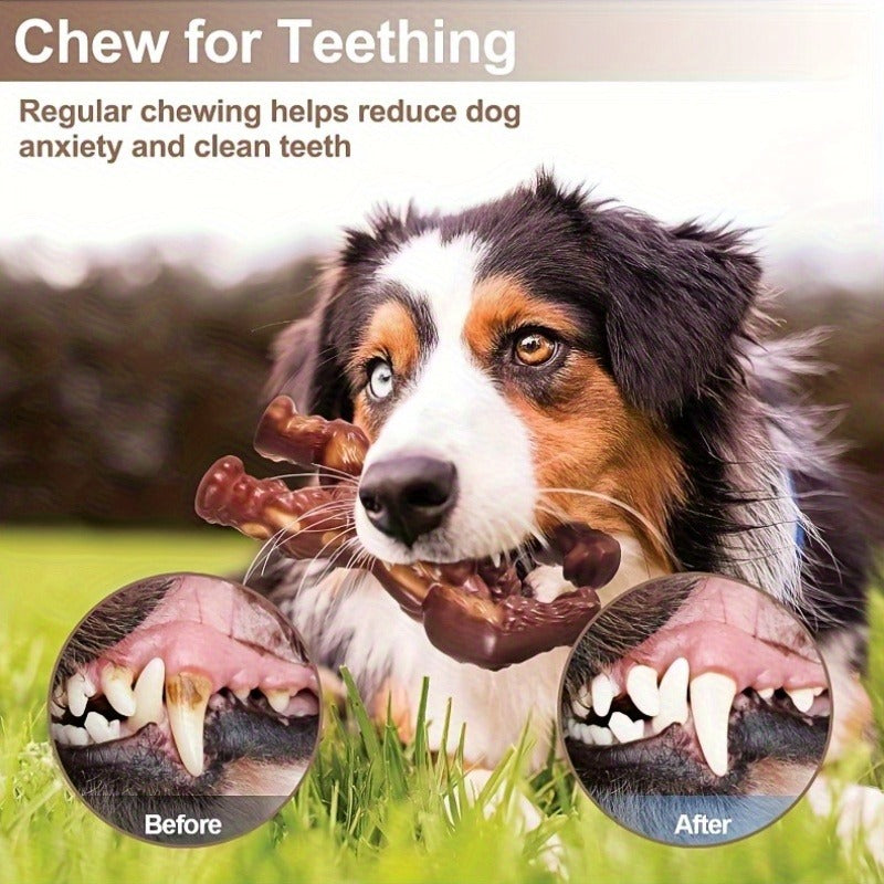 Textured Flexing Figure Dog Chew Toy in Brown, Approx. 6.77 Inches Tall for Medium or Large Dogs