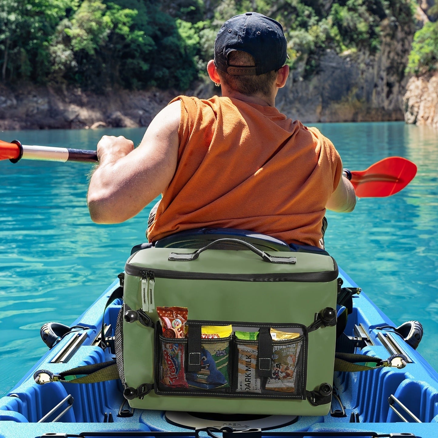 Kayak Cooler Bag with Lawn-Chair Style Seat Back – Insulated Portable Ice Chest for Kayaking, Boating, Beach, Camping & Travel