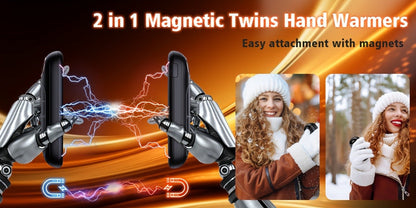 Rechargeable Hand Warmers 2-Pack – 2-in-1 Electric Hand Warmer & Power Bank with LED Display, Heats Up to 131°F, USB-C Fast Charge