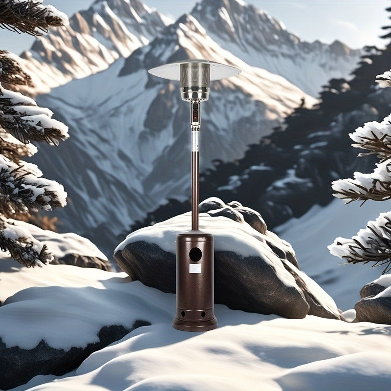 Outdoor Propane Patio Heater 46000 BTU Freestanding Tower with Wheels, Bronze Powder-Coated, Commercial & Residential