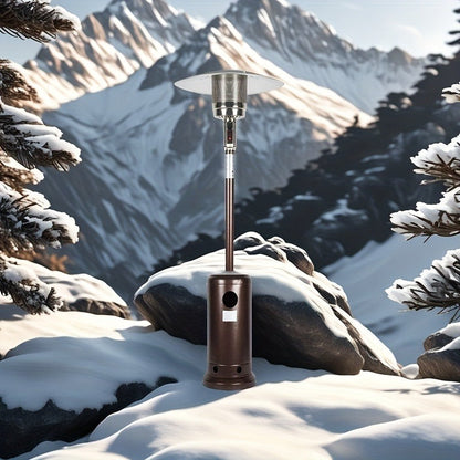 Outdoor Propane Patio Heater 46000 BTU Freestanding Tower with Wheels, Bronze Powder-Coated, Commercial & Residential