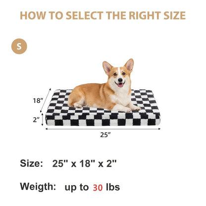 Black-and-White Plaid Foam Pet Bed with Removable Textile Cover and Five Size Options from S to XXL