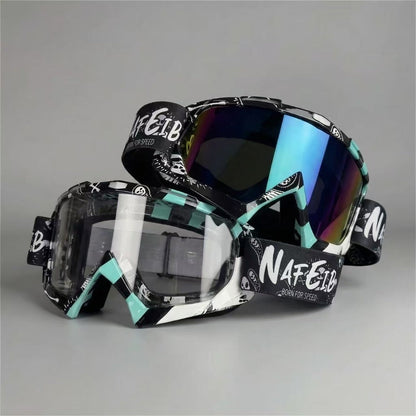 Two-Piece NAFEIB Snow Goggle Set with One Clear Lens and One Colorful Lens in a Single Pairing