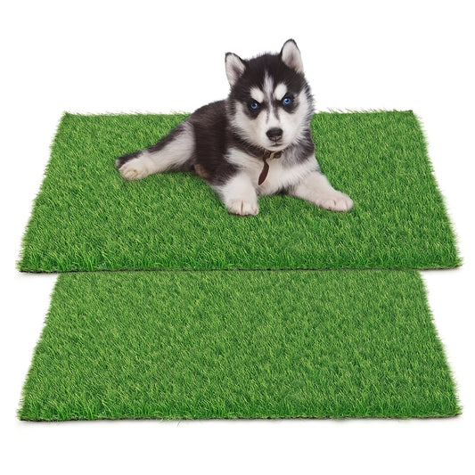 Dog Potty Training Grass Mat – 2 Pack Washable Artificial Turf Pad with Odor Control & Drainage, Reusable Indoor Outdoor Pet Pee Mat