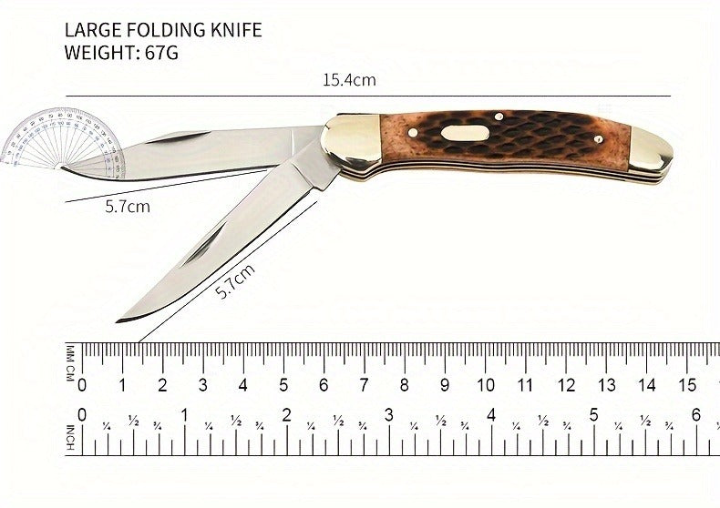 Folding Pocket Knife Handcrafted Multi-Tool with White Copper Finish, Wood Grain & Cow Bone Handle – Portable EDC Blade for Camping