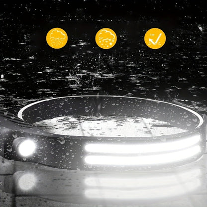 Three-Pack COB and LED Headlamps with 230° Beam, Five Modes, Motion Sensor and Six Hooks Included