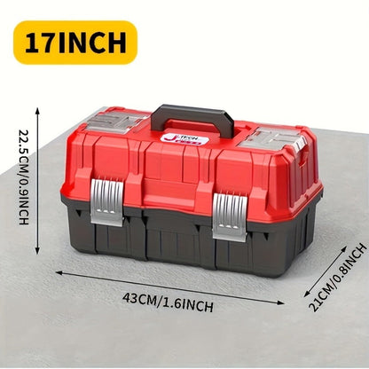 Portable Toolbox Organizer with Tray & Dividers – 17/21 Inch Heavy-Duty 3-Layer Folding Tool Storage Box for Home, Garage & Workshop