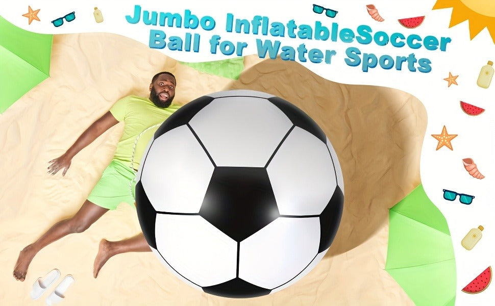 Giant Inflatable Soccer Ball for Indoor & Outdoor Use – Large Beach Ball for Pool Parties, Backyard Games, Playground Kickabout & Events