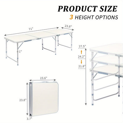 Folding Table 3ft and 4ft Aluminum Alloy Picnic Design with Two Height Positions and Fold-Flat Carry Case