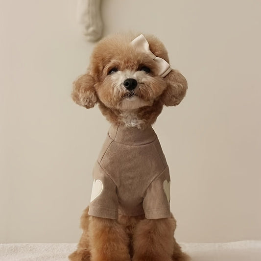 Dog Fleece Shirt 3-Pack Heart Print Spring Summer Base Layer – Thin Two-Legged Pet Clothes for Teddy, Bichon Frise & Small Medium Dogs