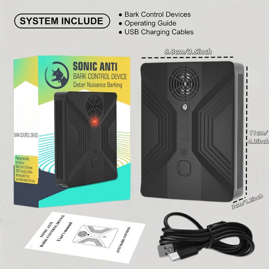 Ultrasonic Anti-Barking Device – Automatic Dog Bark Deterrent with 3 Frequency Modes & 50ft Range | Rechargeable 1500mAh