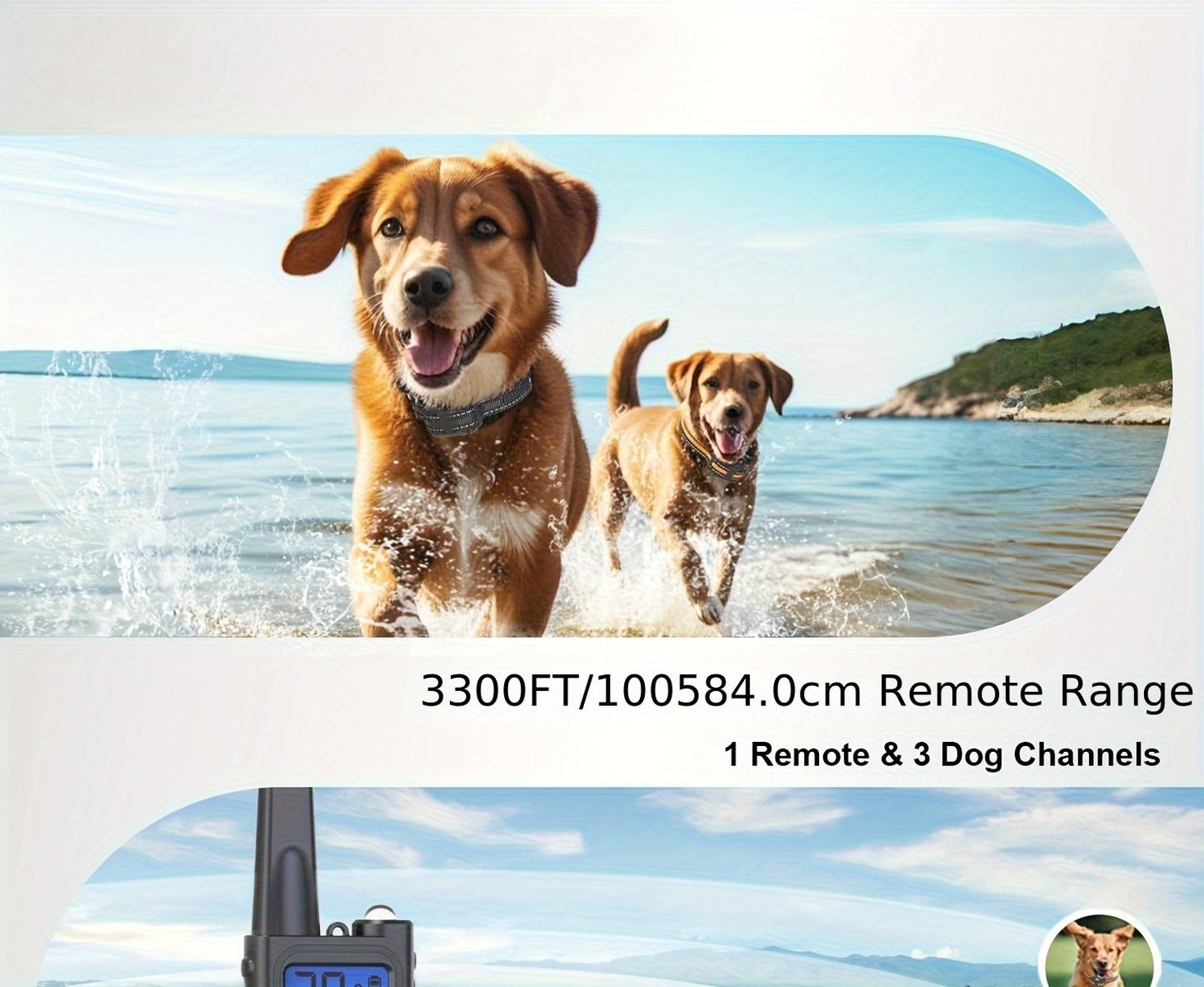 Dog Training Collar with Remote 3300ft Range 3 Modes Beep Vibration Safe Shock for 5-120lbs Dogs Rechargeable Waterproof E-Collar for 2 or 3