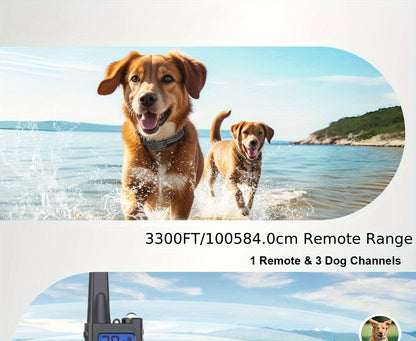 Dog Training Collar with Remote 3300ft Range 3 Modes Beep Vibration Safe Shock for 5-120lbs Dogs Rechargeable Waterproof E-Collar for 2 or 3