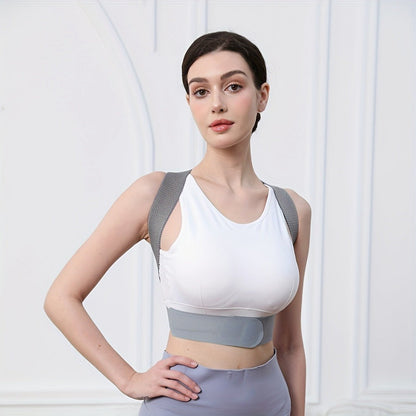 Grey Adjustable Posture Brace with Shoulder Straps and S, M, L or XL Size Options for Daily Routines