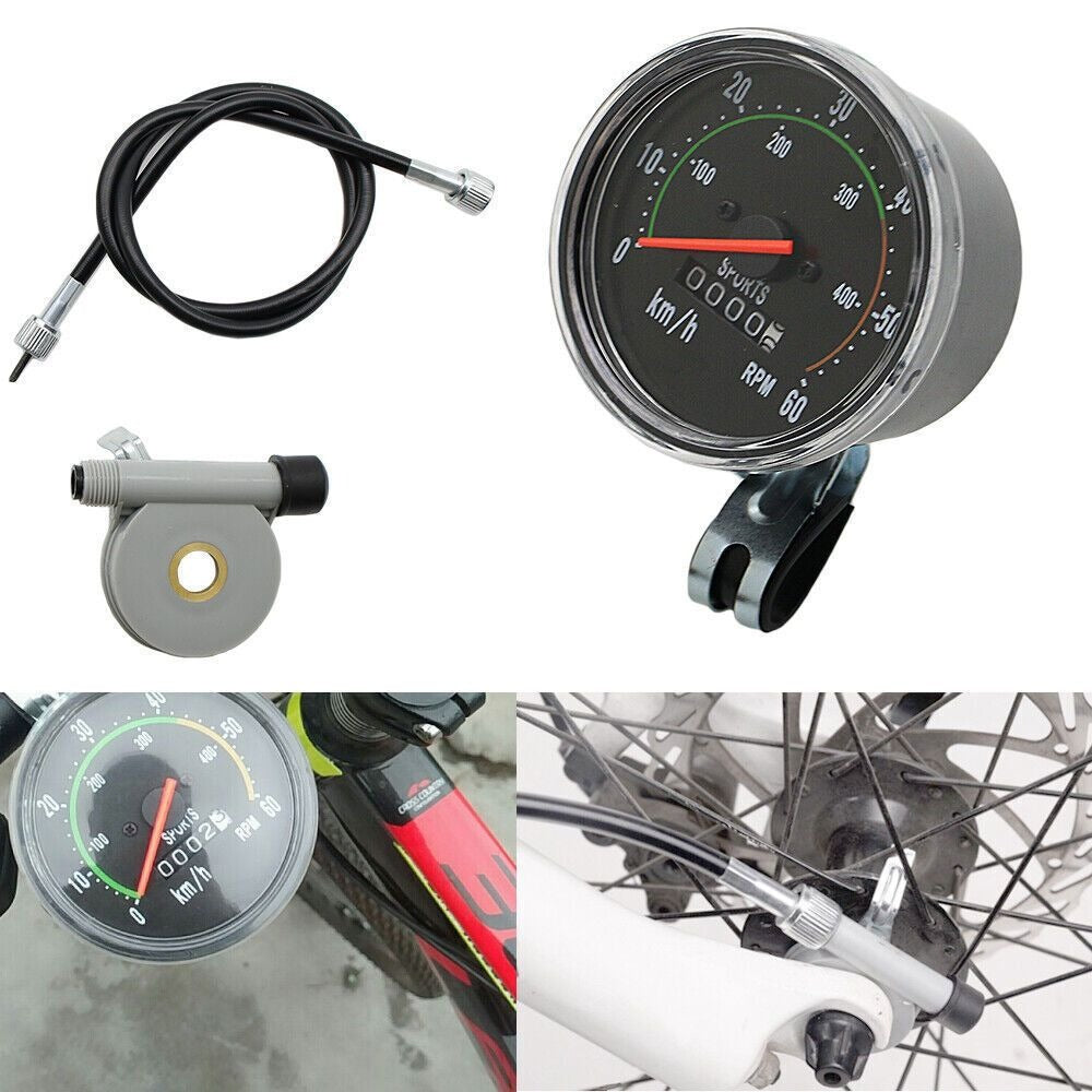 Bicycle Speedometer Classic Chrome Bezel Kit – Black, Left/Right Mountable, Fits 26/27.5/28/29 Inch Handlebars, General Bike & Exercycle