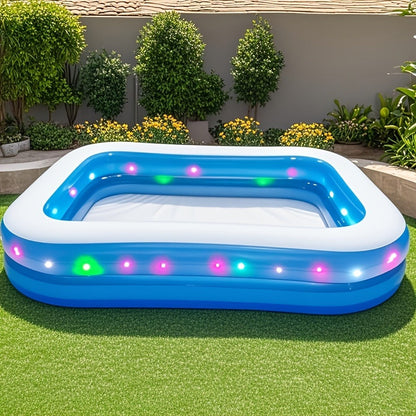 Inflatable Swimming Pool Glow Night Light PVC Reinforced Thickened Fast Setup Outdoor Backyard Party Pool for Adults Kids Family