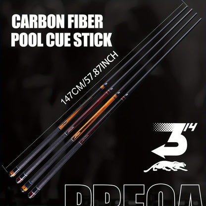 58-Inch Carbon Fiber Pool Cue with 12.5mm Tip, 3/8x8 Joint, Black Wrap and Four SP Graphic Designs