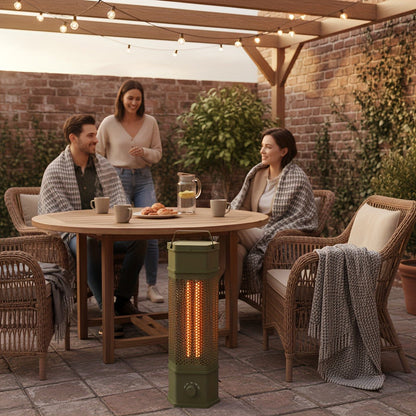 Electric Patio Heater 1400W 28", All-Around Radiant Heating with Tip-Over & Overheat Protection