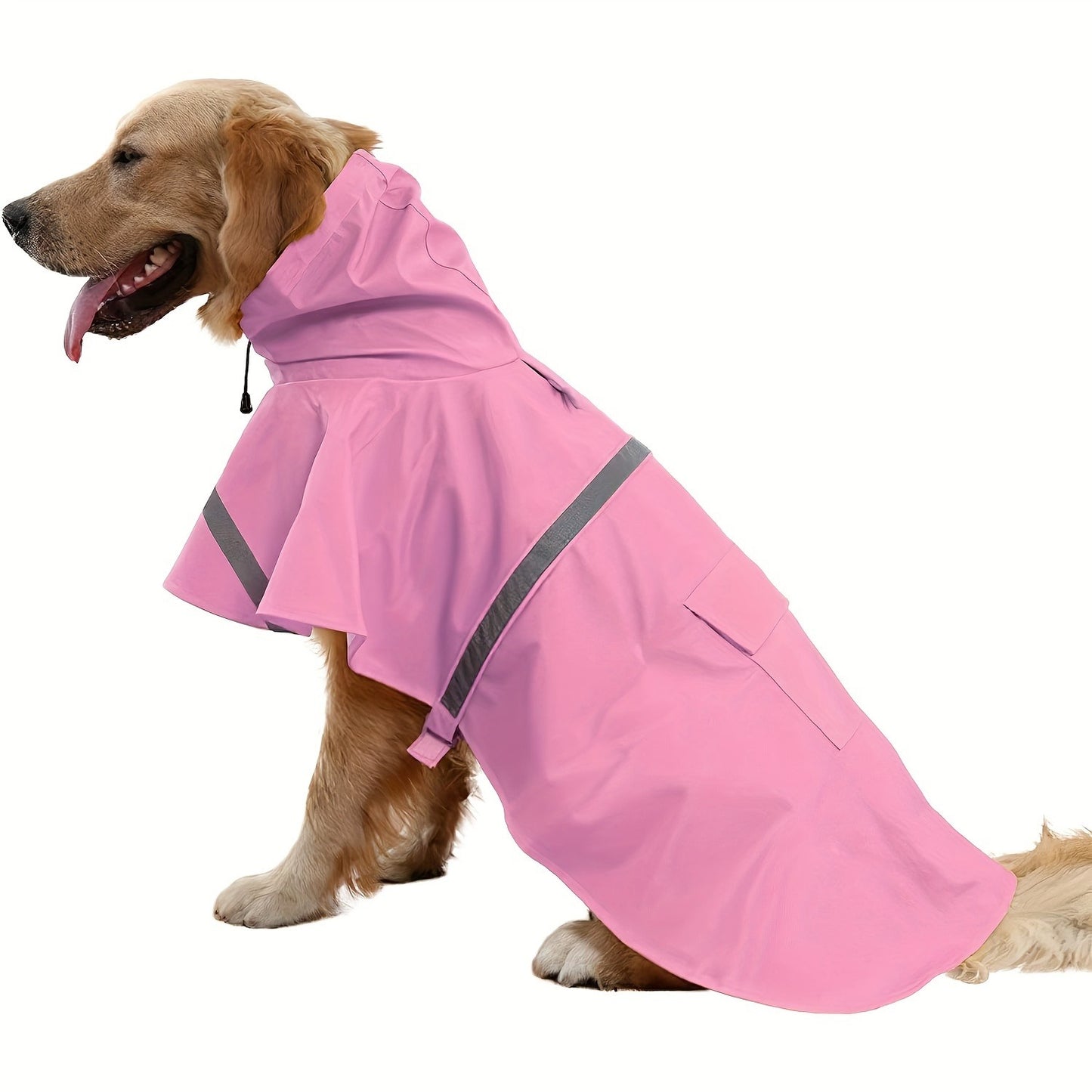 Dog Raincoat Reflective Hooded Waterproof Pet Rain Cape for All Breeds, Lightweight Poncho with Reflective Strips for Safety on Rainy Days