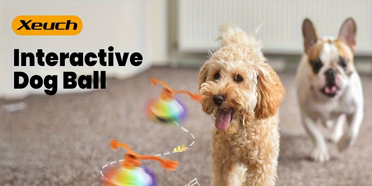 Automatic Rolling Dog Ball Toy with Rope – Motion-Activated Wicked Ball with Voice Recording, Interactive Self-Moving Stimulation Toy