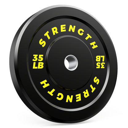 Black Olympic-Style Weight Plates with Colored Weight Markings in 10, 15, 25, 35 or 45 lb Options