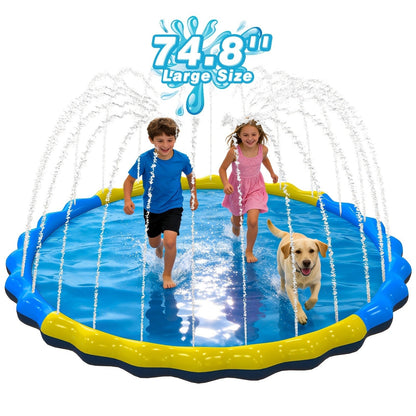 Splash Pad Sprinkler for Kids, Extra Large Inflatable Wading Pool Outdoor Water Play Mat Toy for Toddlers & Children Ages 3+