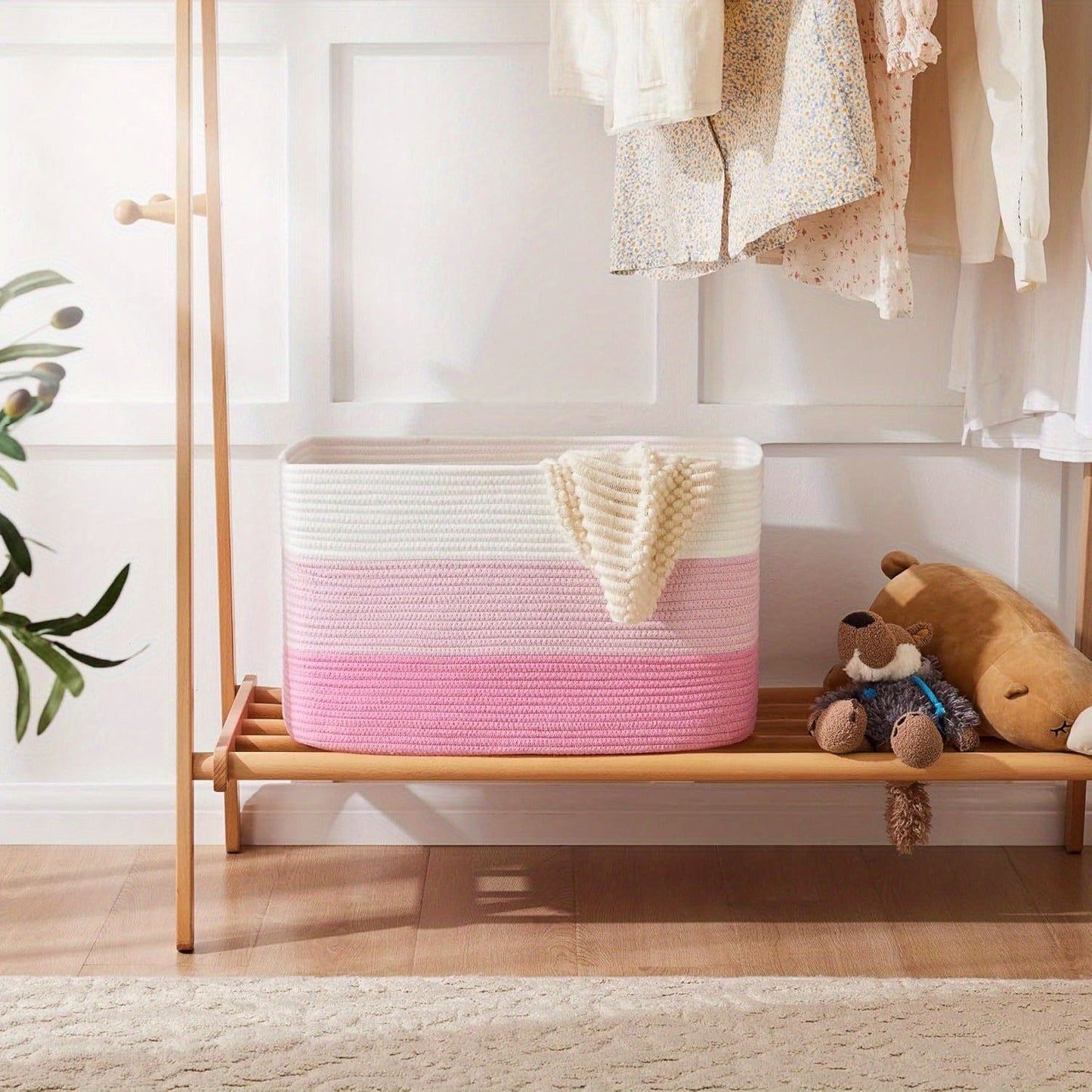 Storage Bag, Open-Top Woven Organizer in 30L, 65L or 100L with Handles and Black, Pink, Gray or Blue Options