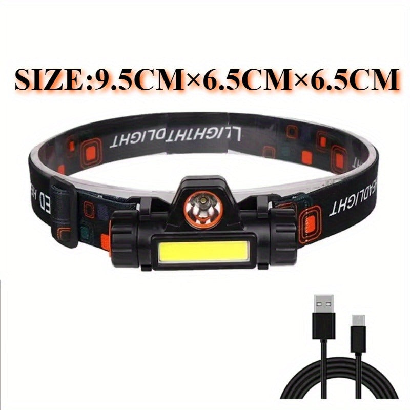 Rechargeable Headlamp 4 Pack, COB LED Head Lamp with Magnetic Base, USB Rechargeable Super Bright Headlight