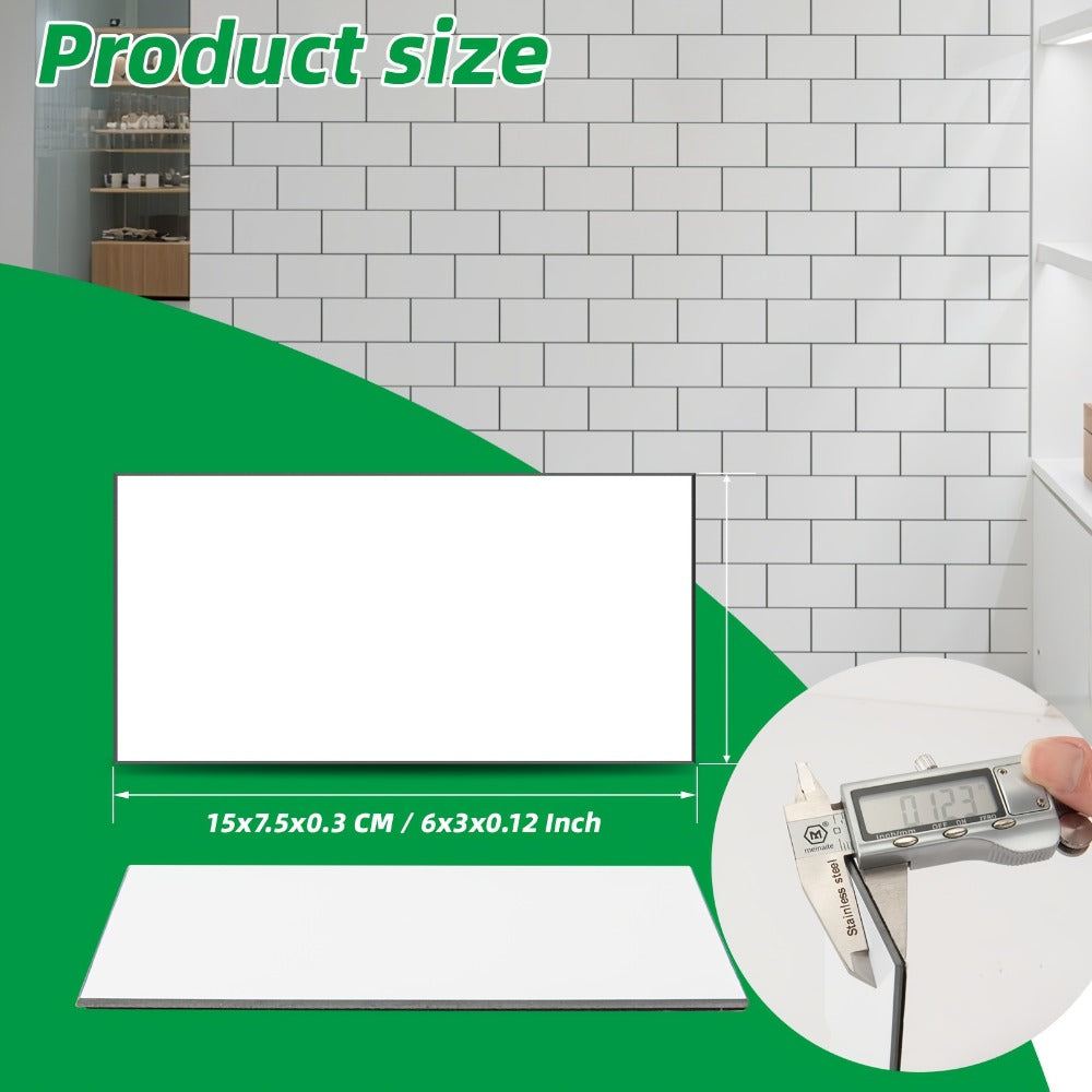 Peel and Stick Subway Tiles 102 Pieces 3x6 Inch Glossy White PVC Self Adhesive Kitchen for Entryways, Bedrooms and Living Spaces
