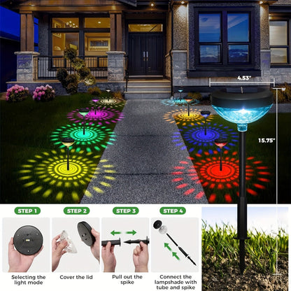 Solar Outdoor Lights 6-Pack IP44 Landscape Stakes with Light Sensor and Color/Warm White Mode