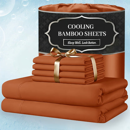 Bed Sheet Set 4-Piece Bamboo-Derived Fabric with Available Extra-Deep Pocket and Eighteen Colors