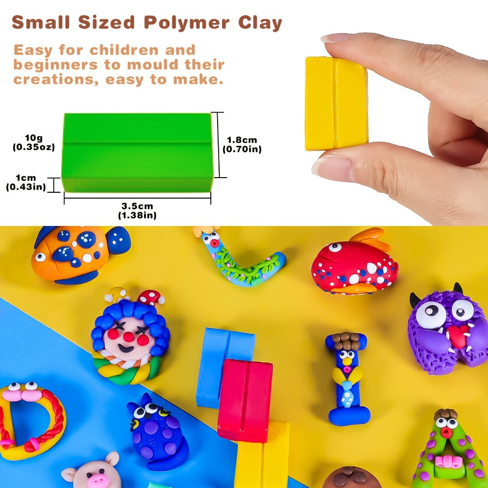 Polymer Clay Kit 50 or 100 Vibrant Colors, Oven Bake Modeling Clay with the Listed Color, Size or Set Options for Everyday Use