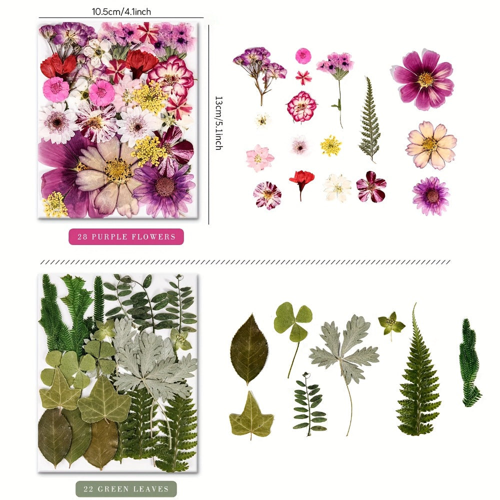 Dried Flowers Set 110 Pieces Vibrant Dried Flowers and Leaves for DIY Crafts Resin Jewelry Making Phone Case Candle Making Scrapbooking