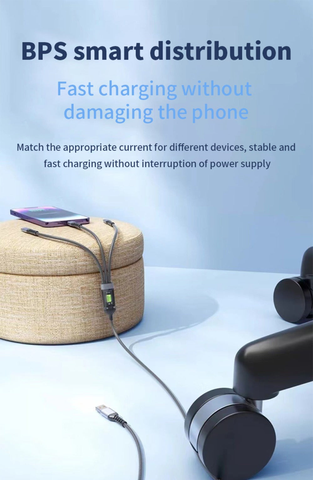 MFi 3-in-1 Charging Cable 100W Fast Charge 4/8 Pack for an Everyday Personal Care Routine, with Listed Configuration