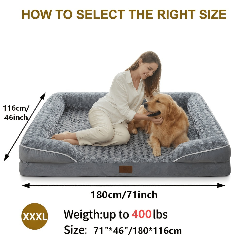 Orthopedic Dog Sofa Bed C-Shape Bolster – Washable Removable Cover, 3-Inch Thick Anti-Anxiety Plush, Nonskid Bottom for Extra Large Dogs