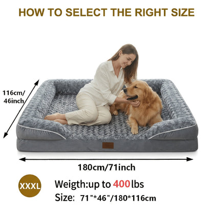 Grey C-Shape Bolster Pet Bed with Foam-Filled Center and Seven Size Options from M to XXXL