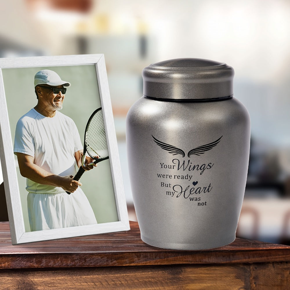 Cremation Urn for Human Ashes Large 8.5 Inch Stainless Steel Burial Urn for Adult Male Female