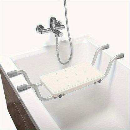 Bath Seat Adjustable Aluminum Shower Chair, Suspended Bathtub Stool with Anti-Slip Handles, Retractable Bath Board for Elderly