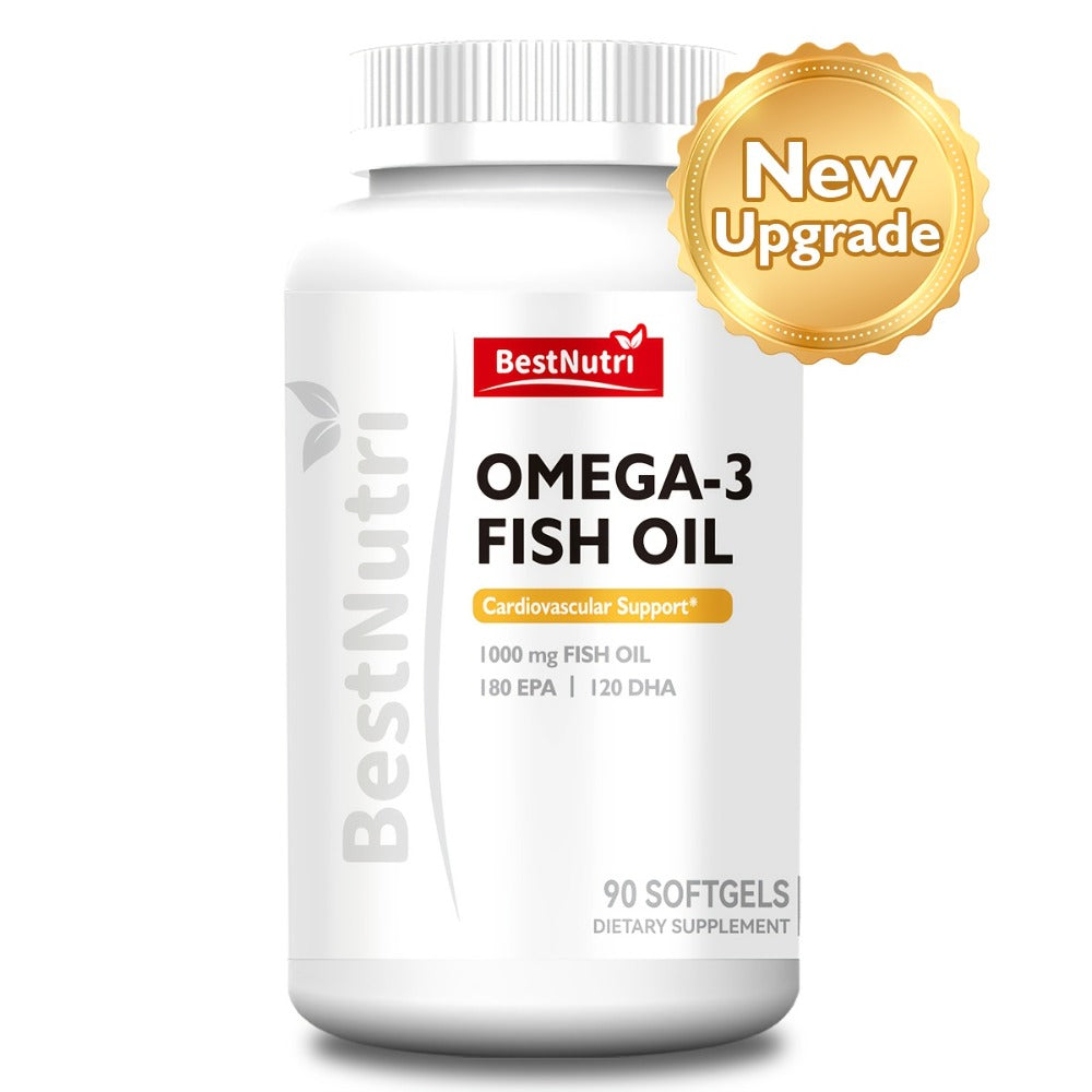 Omega-3 Fish Oil 2000mg Softgels with EPA & DHA, Cold-Extracted CGMP, Brain Vitality Heart Health Anti-Inflammatory Support