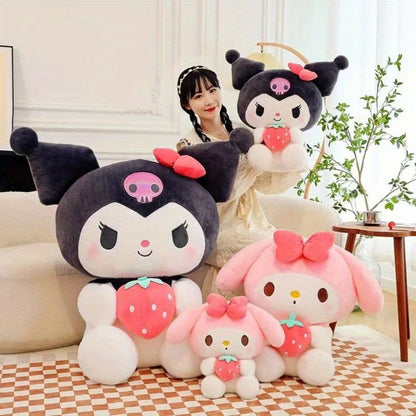 Plush Toy Strawberry-Holding Character Doll in 9.84-Inch Sitting Style with Two product details